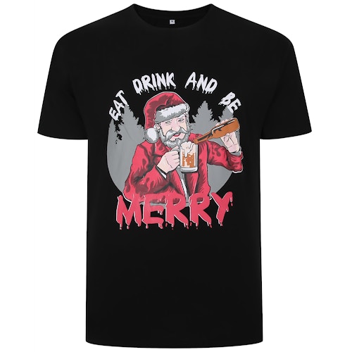 Bigdude Eat & Drink Weihnachts-T-Shirt Schwarz