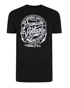 Bigdude T-Shirt mit Premium Vintage Print Schwarz