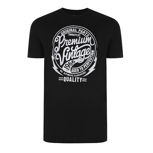 Bigdude Premium Vintage Print T-Shirt Black