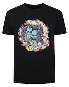 Bigdude T-Shirt mit Gorilla-Print, Schwarz