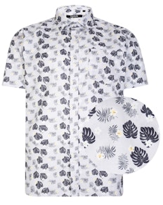 Bigdude All Over Floral Print Woven Short Sleeve Shirt Light Grey