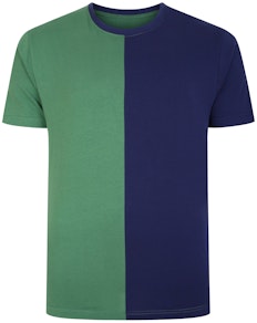 Bigdude Block gespleißtes T-Shirt Marineblau/Grün