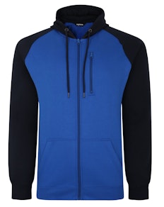 Bigdude Contrast Raglan Full Zip Hoody Royal Blue/Navy
