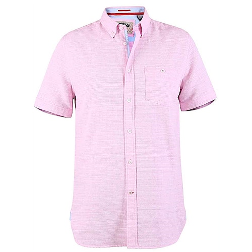 D555 Stratford Twill Weave Short Sleeve Button Down Shirt Pink