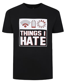 Bigdude – T-Shirt mit „Things I Hate“-Aufdruck, Schwarz, Größe L