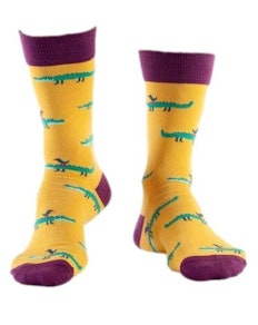 Doris & Dude Socken mit Krokodilmuster Senfgelb