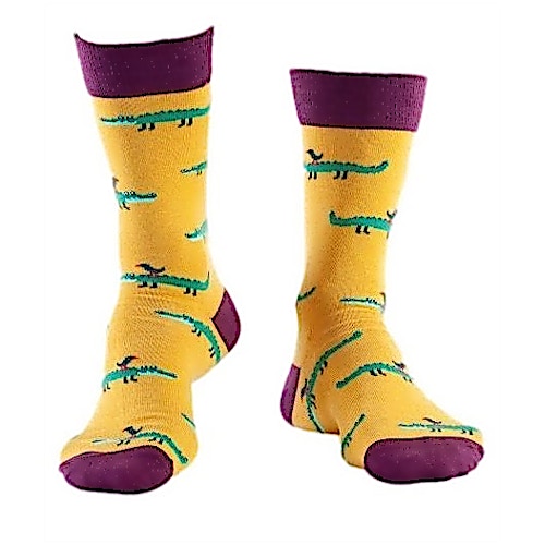 Doris & Dude Socken mit Krokodilmuster Senfgelb
