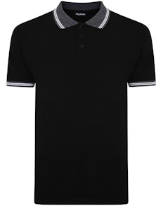 Bigdude Contrast Tipped Polo Shirt Black Tall