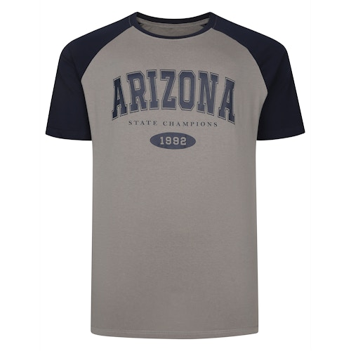 Bigdude Raglan Print T-Shirt Light Grey