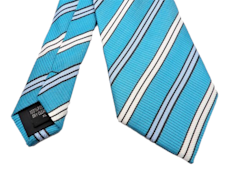 Extra lange gestreifte Krawatte von Knightsbridge, Türkis und Weiß