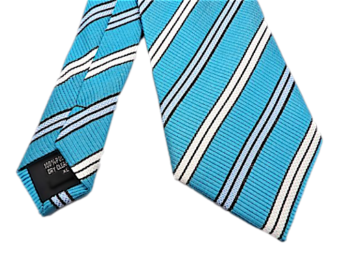 Knightsbridge Extra Long Striped Tie Turquoise and White