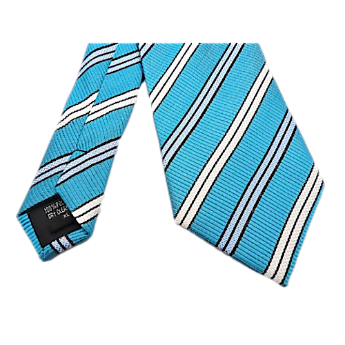 Knightsbridge Extra Long Striped Tie Turquoise and White