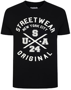 Bigdude NYC Street Wear Print T-Shirt Black