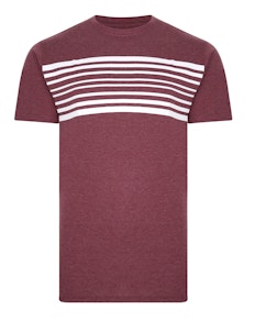 Bigdude T-Shirt mit horizontalen Streifen Weinrot Tall Fit