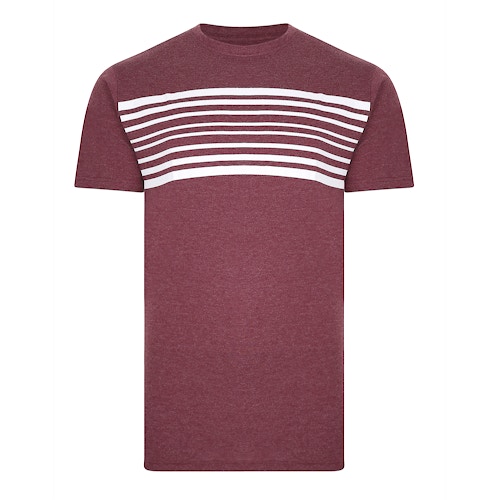 Bigdude T-Shirt mit horizontalen Streifen Weinrot Tall Fit
