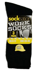 Socksation Black Arbeitssocken 3er-Pack Schwarz