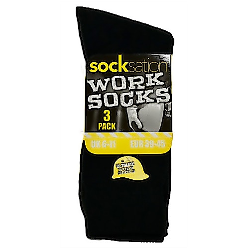 Socksation Black Work Socks 3 Pack Black