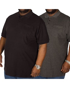 Bigdude Polo Shirt With Pocket Twin Pack Black/Charcoal