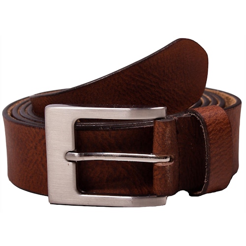 Richard Leather Structure Belt Mid-Brown