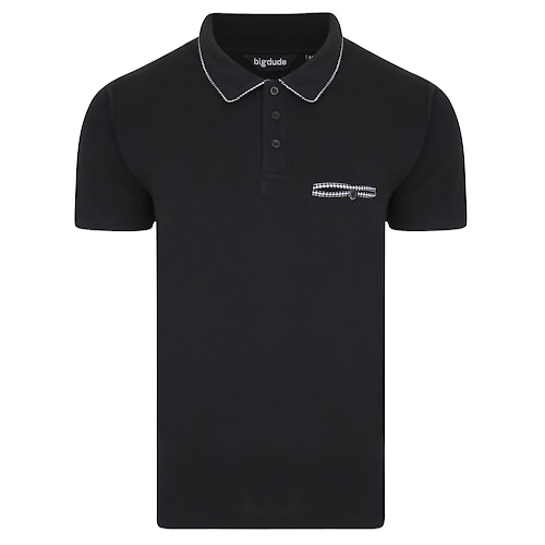 Bigdude Woven Pocket Polo Shirt Black