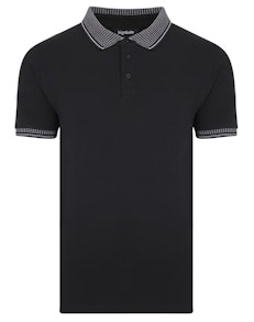 Bigdude Jacquard Collar Polo Shirt Black