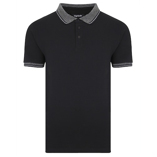 Bigdude Jacquard Collar Polo Shirt Black