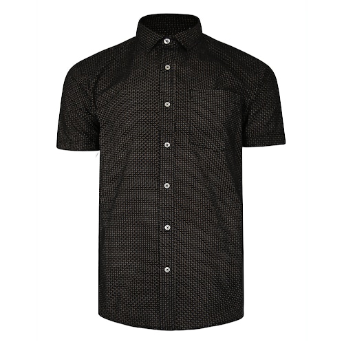 Bigdude Short Sleeve Dobby Print Shirt Black