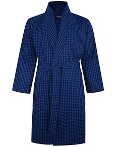 Bigdude Woven Check Dressing Gown Royal Blue