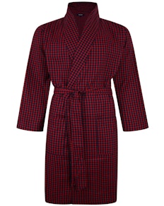 Bigdude Woven Check Dressing Gown Red/Navy