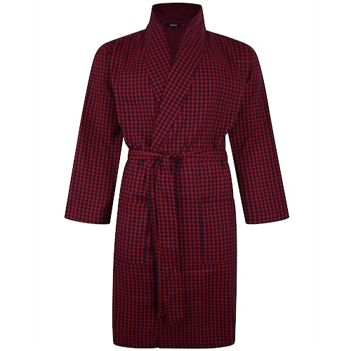Bigdude Woven Check Dressing Gown Red/Navy