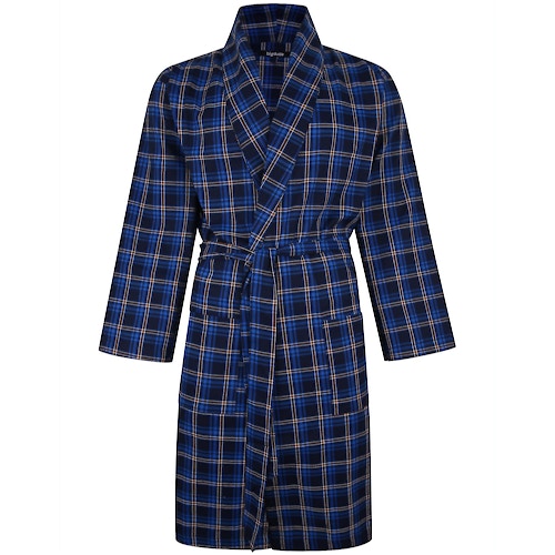 Bigdude Woven Check Dressing Gown New Royal/Navy