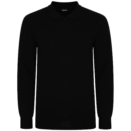 Bigdude Long Sleeve Polo Shirt Black Tall