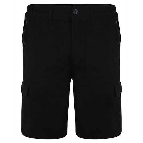 Bigdude Elasticated Waist Cargo Shorts with Zippers Black