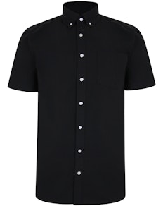 Bigdude Linen Blend Short Sleeve Shirt Black