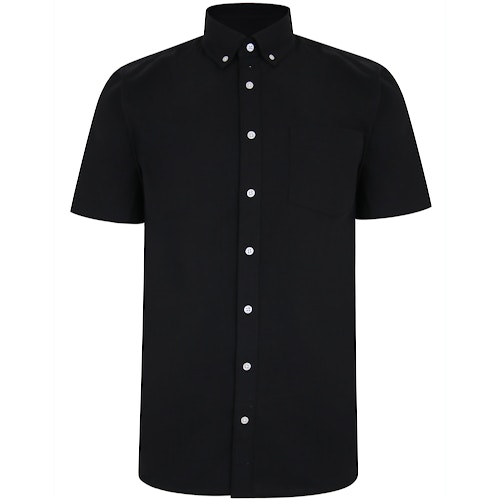 Bigdude Linen Blend Short Sleeve Shirt Black Tall