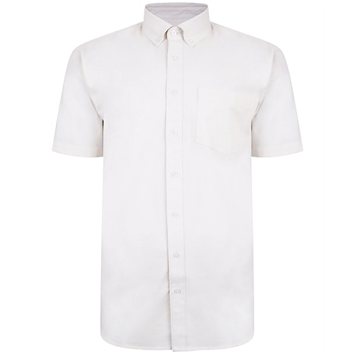 Bigdude Linen Blend Short Sleeve Shirt Off White