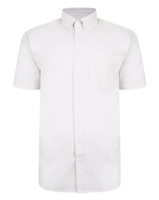 Bigdude Linen Blend Short Sleeve Shirt Off White Tall
