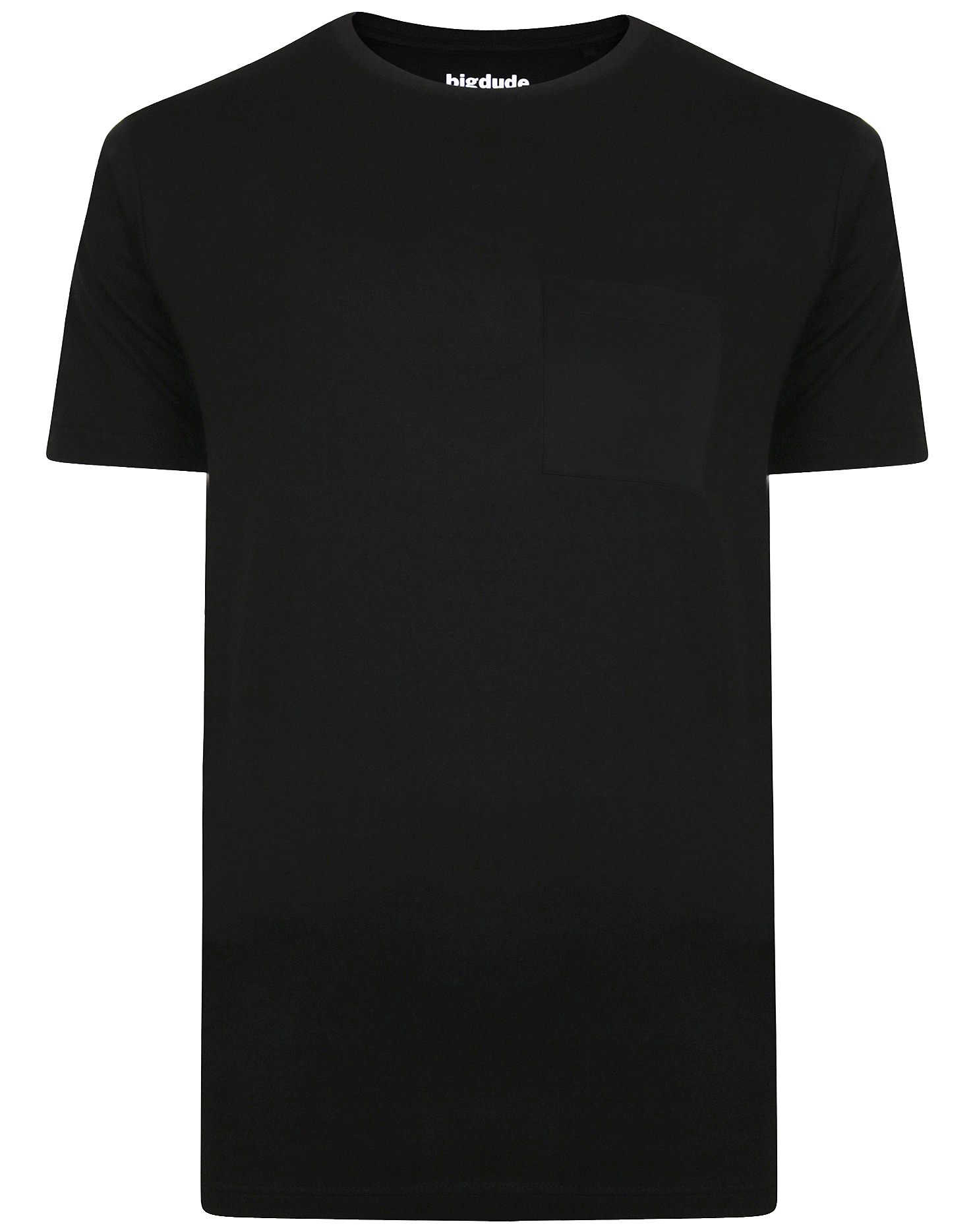 Bigdude Plain Crew Neck T Shirt With Pocket Black Tall Bigdude