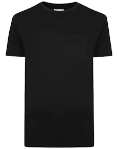 Bigdude Plain Crew Neck T-Shirt With Pocket Black Tall