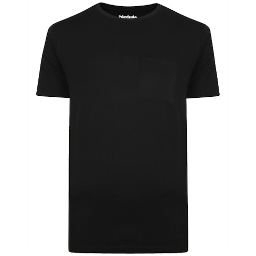Bigdude Plain Crew Neck T-Shirt With Pocket Black