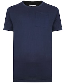 Bigdude Plain Crew Neck T-Shirt With Pocket Navy Tall