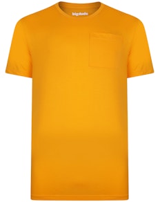 Bigdude Plain Crew Neck T-Shirt With Pocket Orange