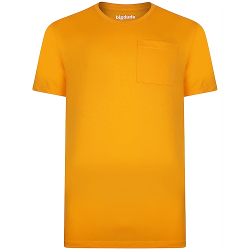 Bigdude Plain Crew Neck T-Shirt With Pocket Orange