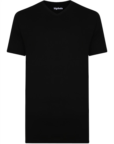 Bigdude Plain V-Neck T-Shirt Black Tall