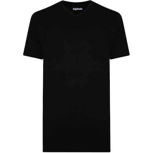 Bigdude Plain V-Neck T-Shirt Black Tall