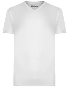 Bigdude Plain V-Neck T-Shirt White Tall