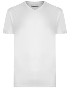 Bigdude T-Shirt V-Ausschnitt Weiß