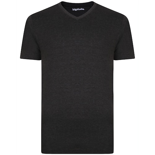 Bigdude T-Shirt V-Ausschnitt Grau Tall Fit