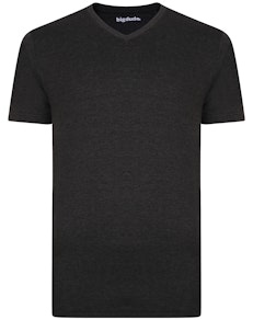 Bigdude Plain V-Neck T-Shirt Charcoal Marl