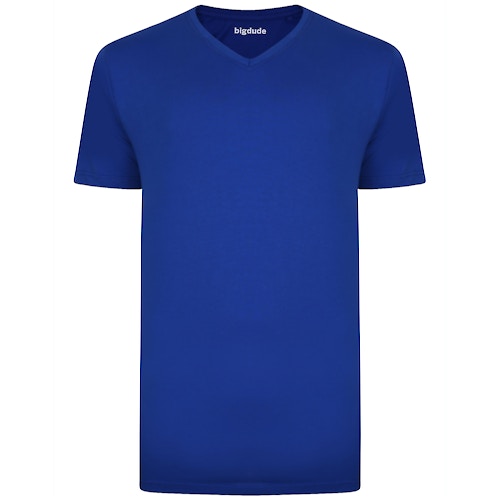 Bigdude T-Shirt V-Ausschnitt Königsblau Tall Fit